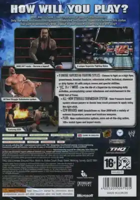 WWE SmackDown vs RAW 2008 (USA) box cover back